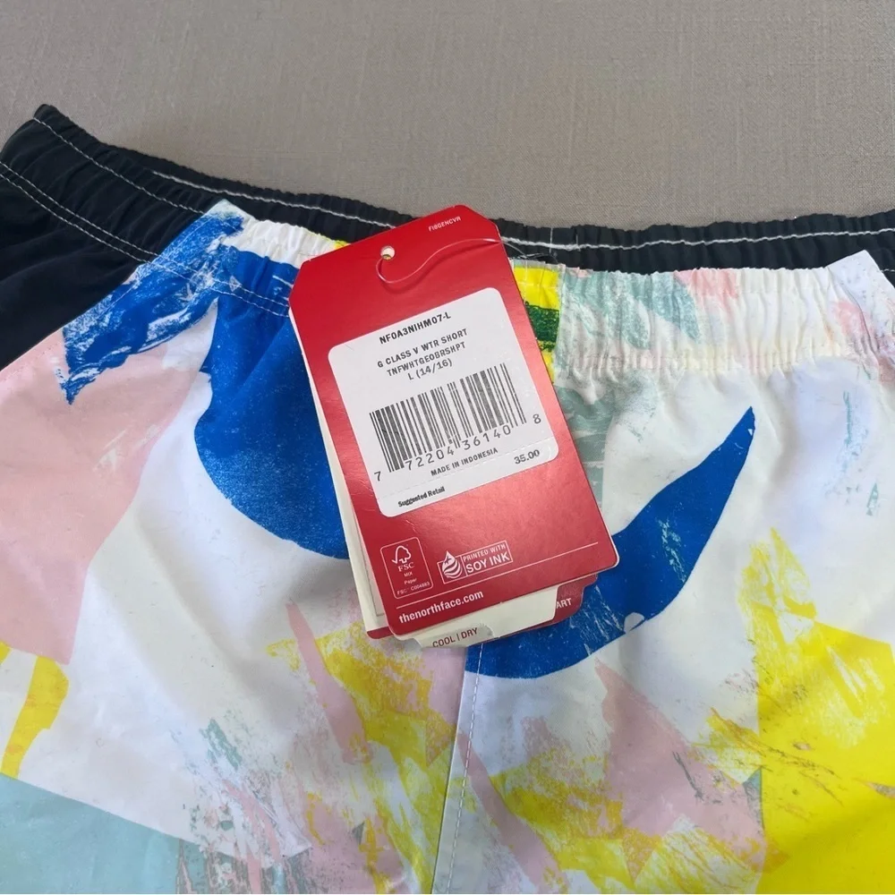 The North Face Girls Youth Swim Shorts Abstract Print NWT Size L